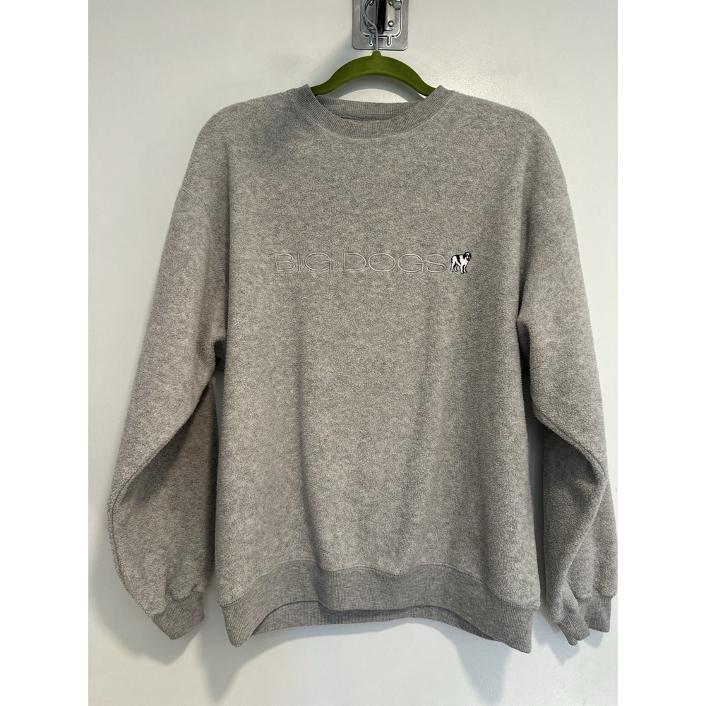 Big Dogs 90s Vintage Polar Dogs Fleece Crewneck Sz:S Gray Oversized Pullover